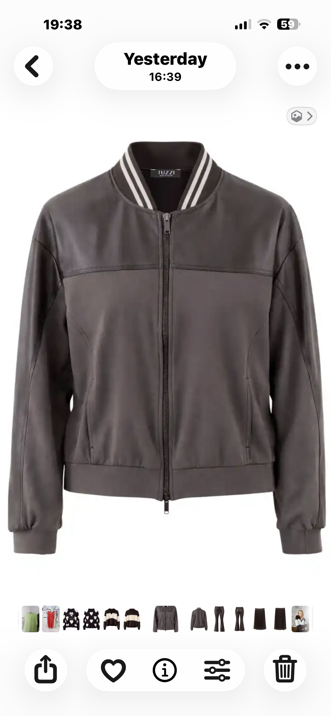 Tuzzi 859 Dark Chocolate Bomber Jacket