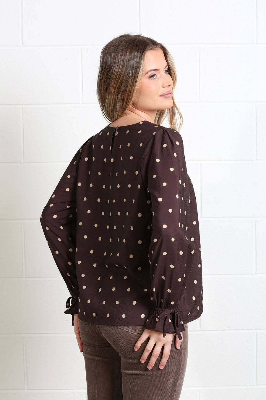 Rant and Rave Sophia Top Chocolate Dot