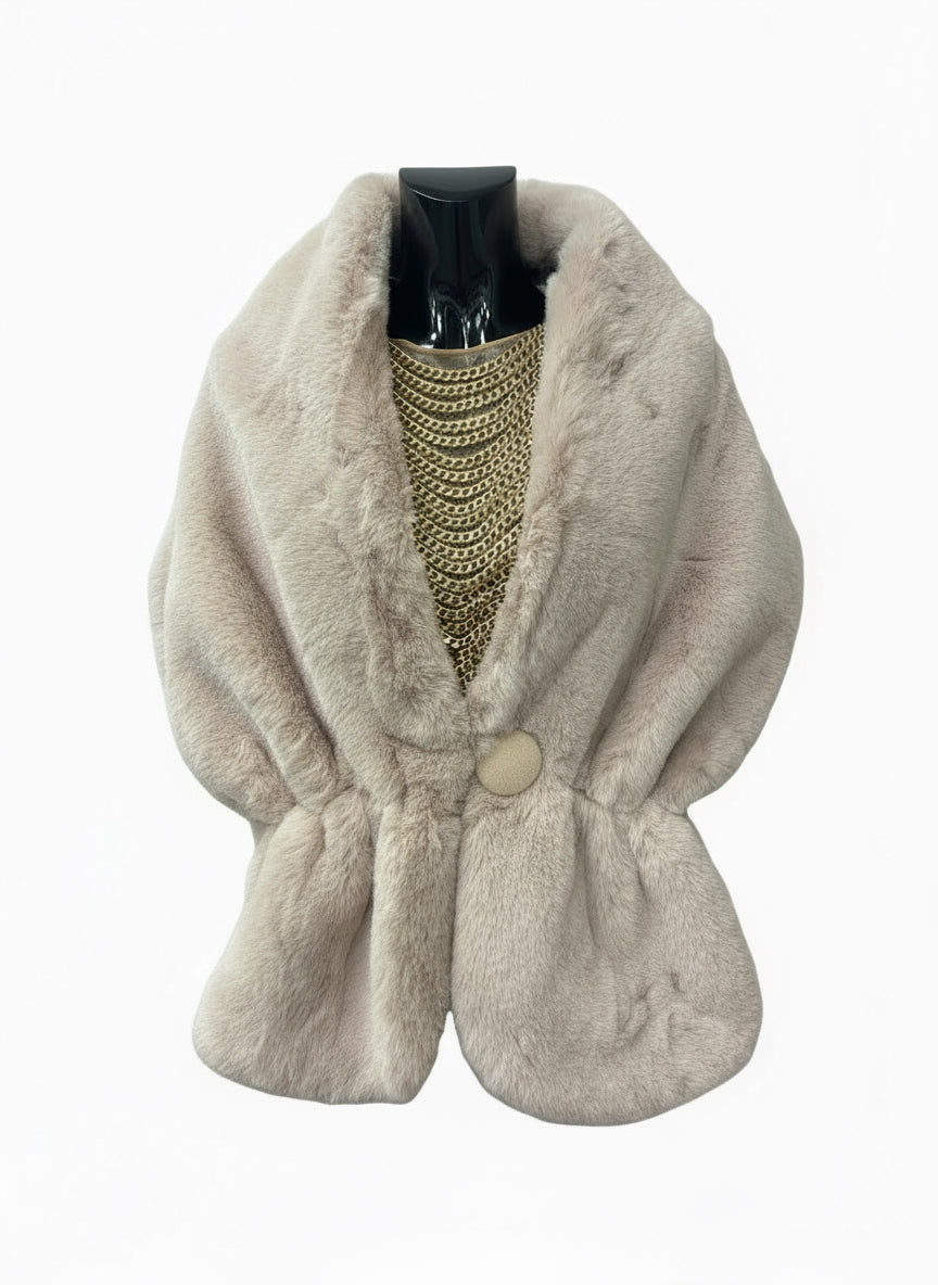 Doctor Bear faux fur cape in beige