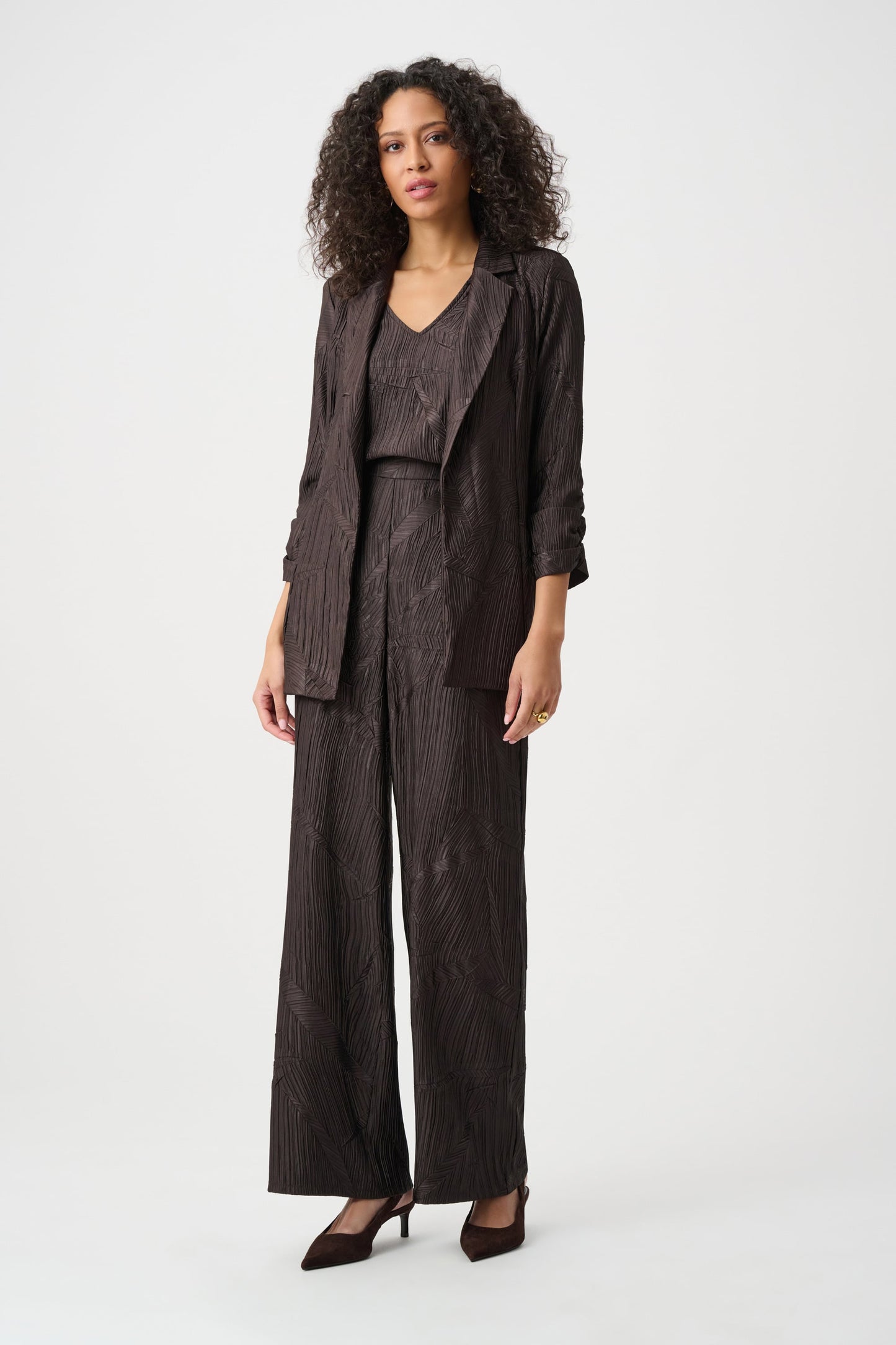 JOSEPH RIBKOFF Pleated Satin Open Blazer 263050