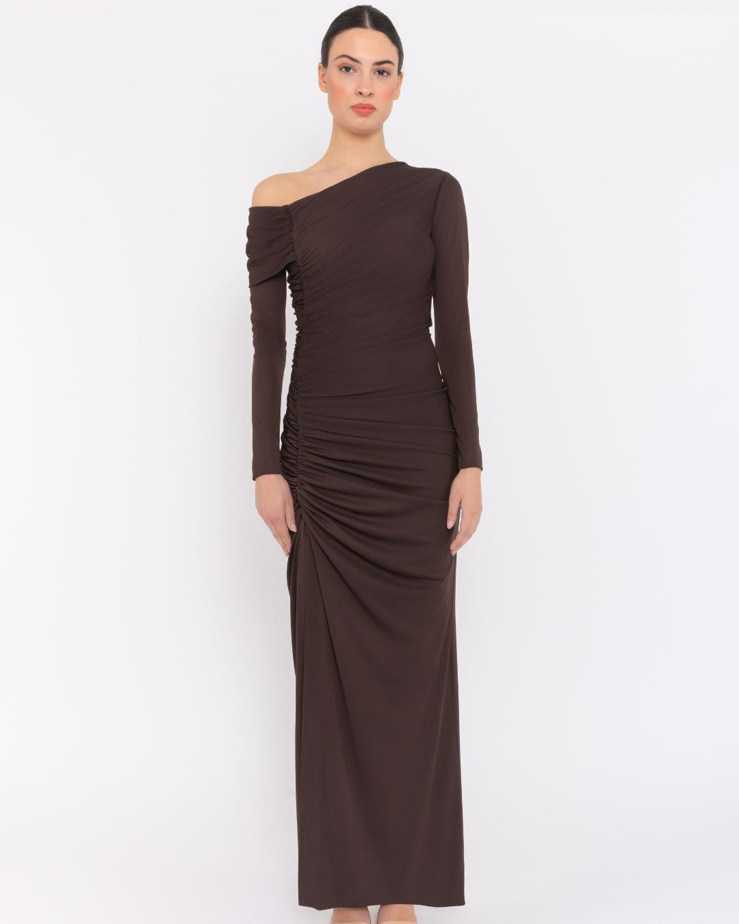 Carla Ruiz - 52028 - ASYMMETRIC DRESS in mocha