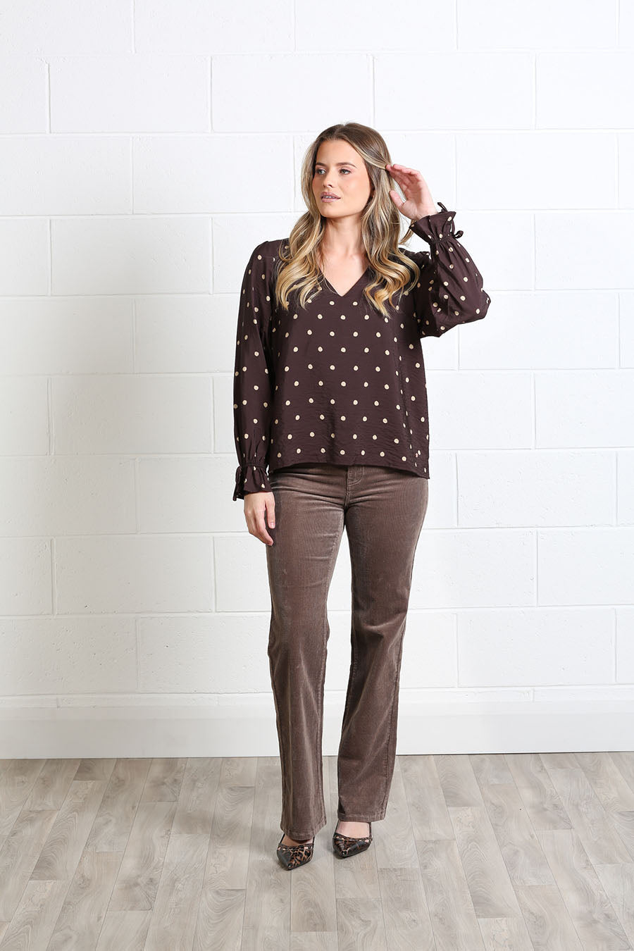 Rant and Rave Sophia Top Chocolate Dot