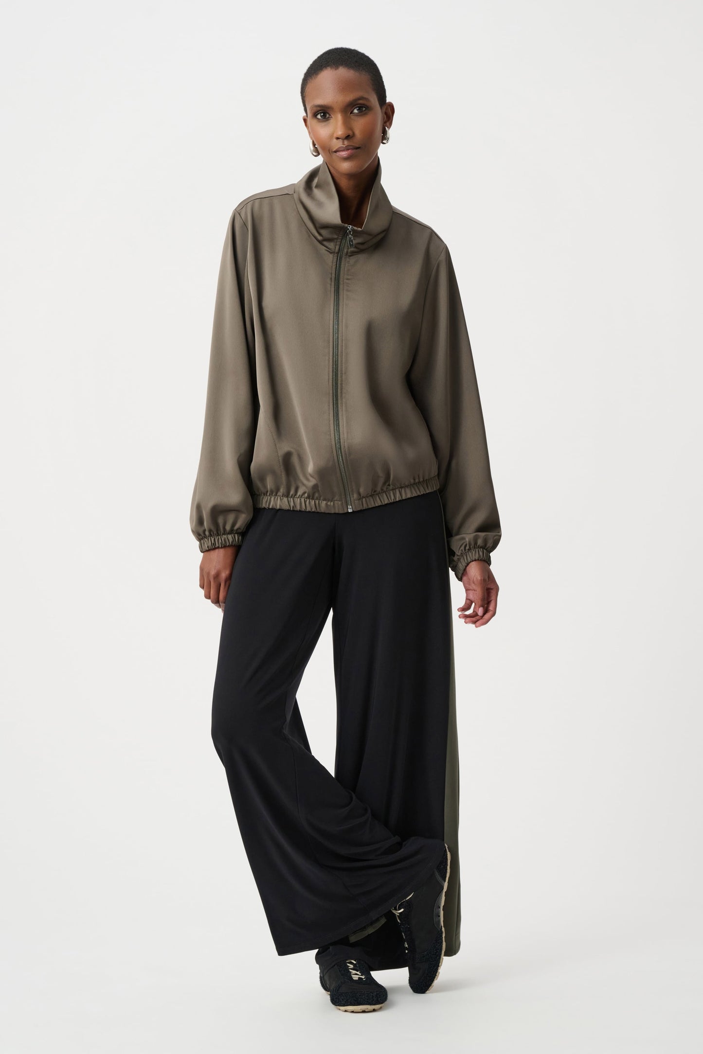 JOSEPH RIBKOFF Recycled Satin Zipped Bomber Jacket 263614