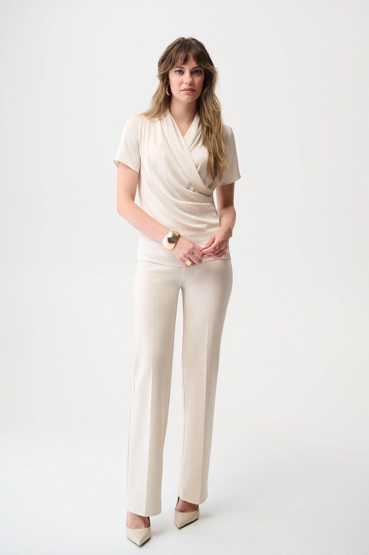 JOSEPH RIBKOFF 253237F25 Recycled Satin And Silky Knit Wrap Top