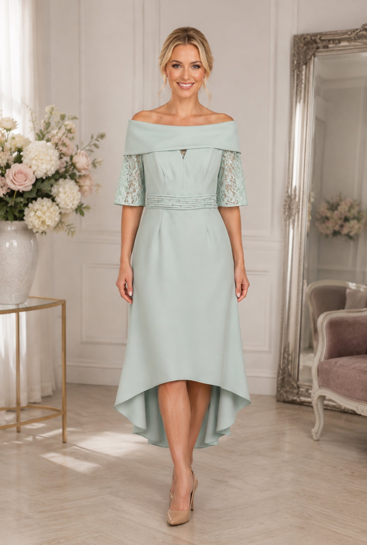 SALE- GABRIELA 7421/X dress in verde aqua