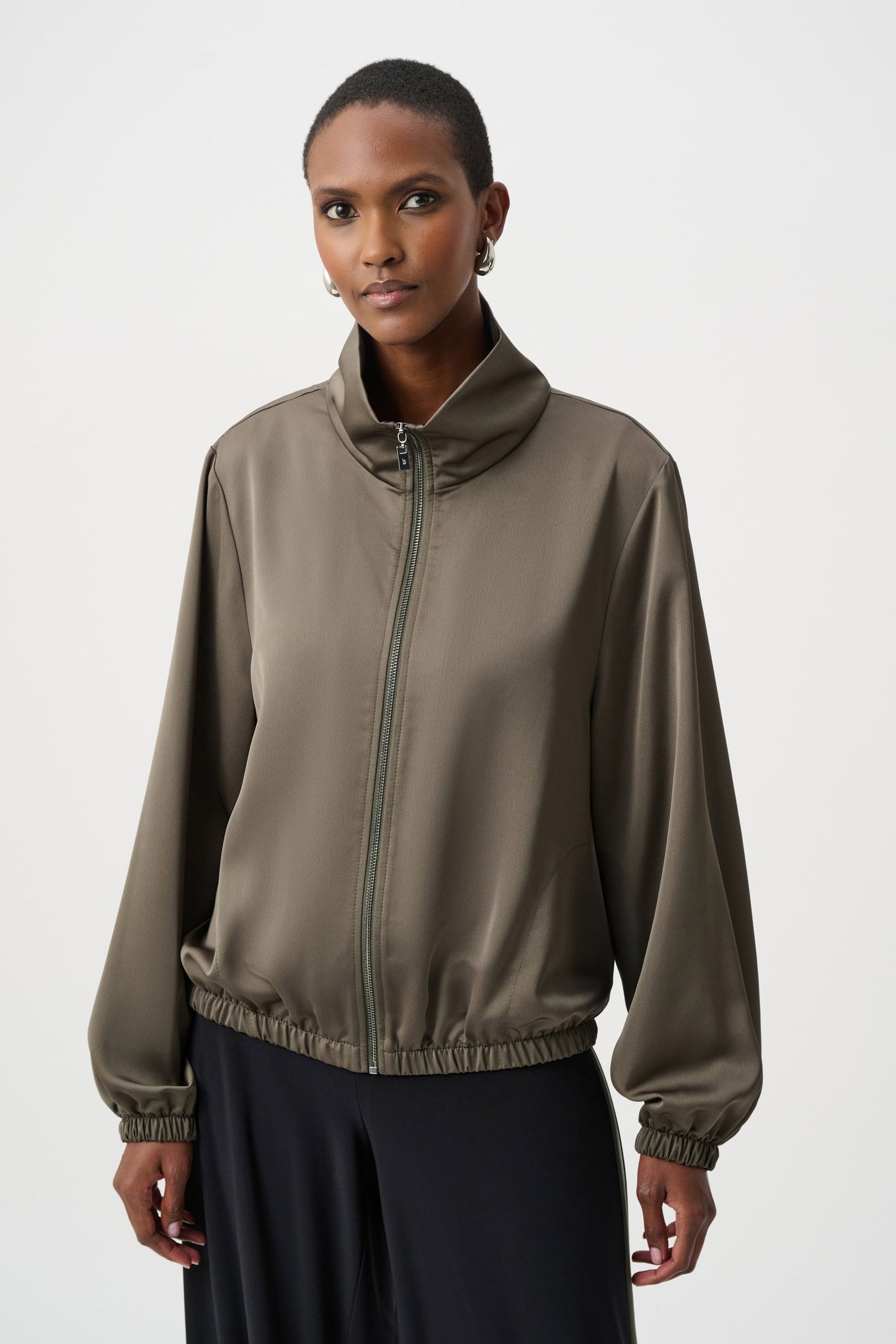 JOSEPH RIBKOFF Recycled Satin Zipped Bomber Jacket 263614