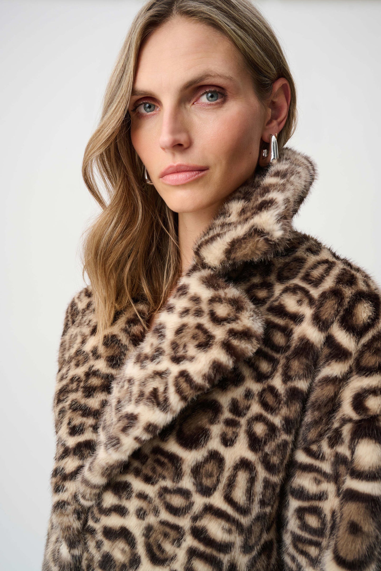 Faux Fur Leopard Print Straight Coat
263919