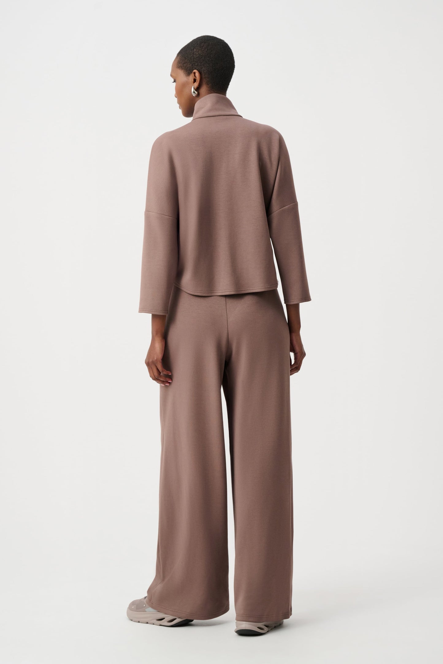 JOSEPH RIBKOFF Scuba Jersey Mock-Neck Wide Leg Jumpsuit 263613