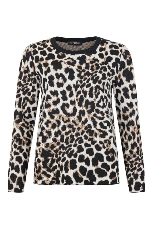 SUNDAY 6727 ROUND NECK ANIMAL PRINT JUMPER