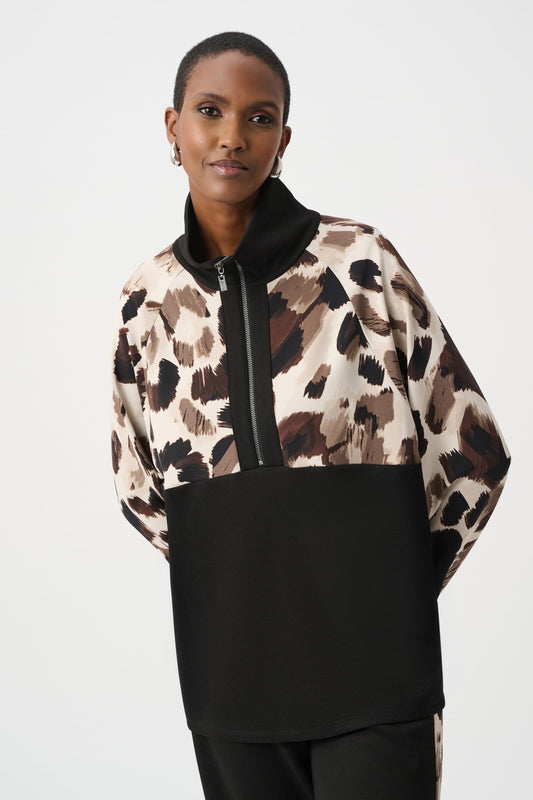 Silky Knit And Scuba Jersey Animal Print Boxy Top
263609
