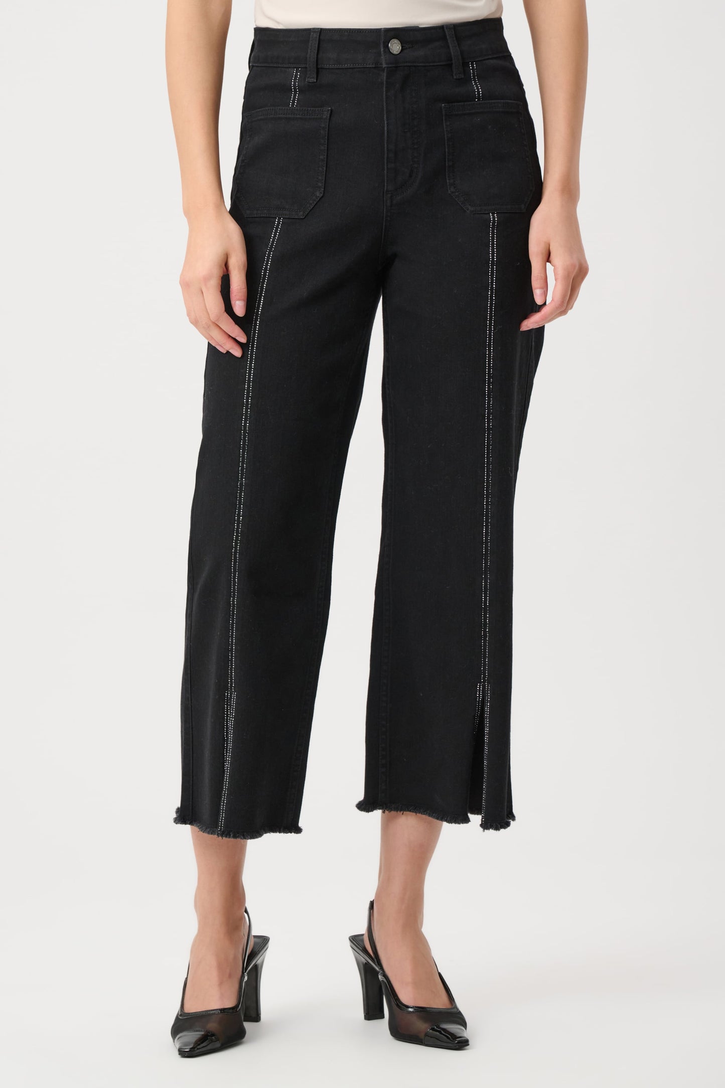 Claudia | Culotte Jeans With Embellished Front Seam
241903F26