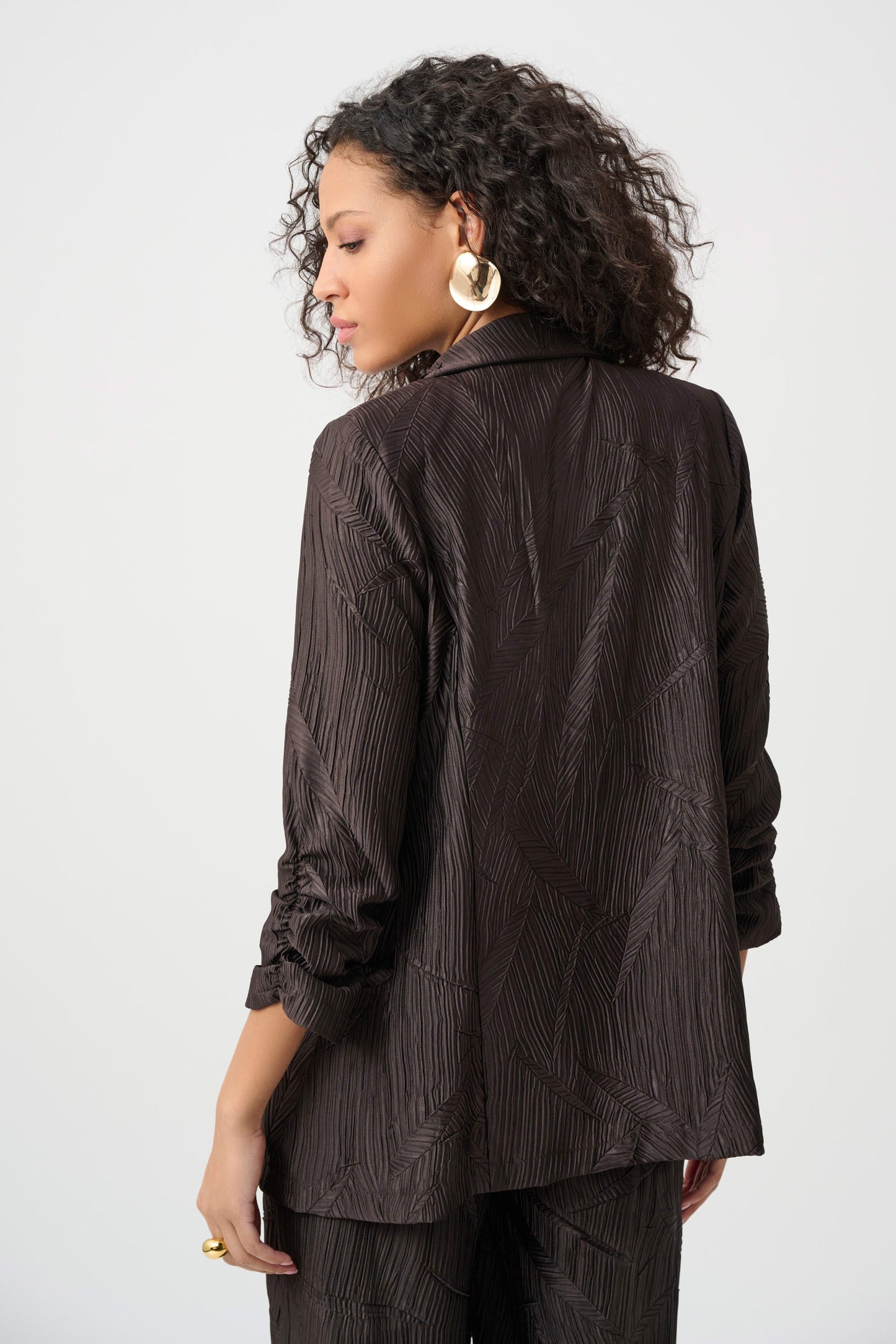 JOSEPH RIBKOFF Pleated Satin Open Blazer 263050