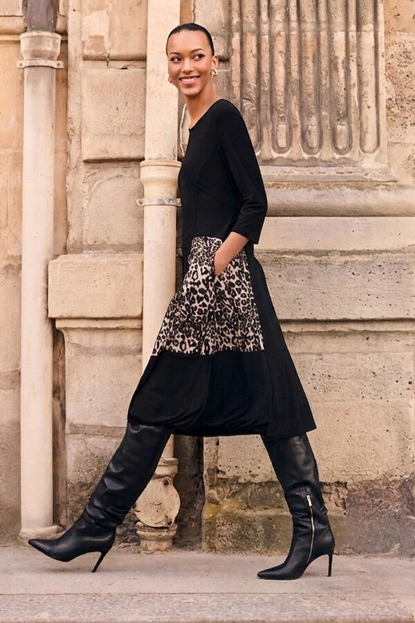 FRANK LYMAN Animal Print Midi Dress Style 263277