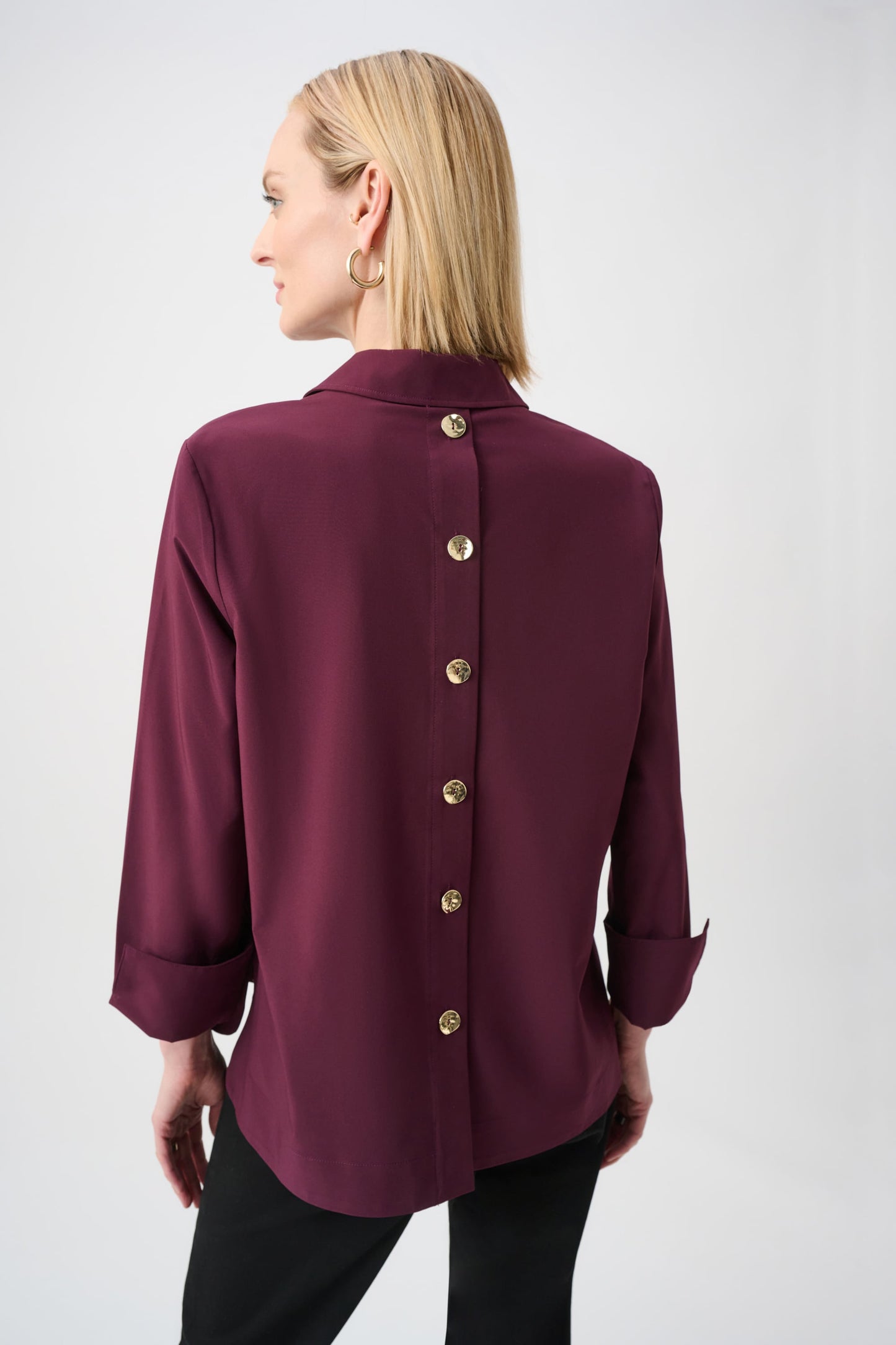 JOSEPH RIBKOFF 263928 Stretch Poplin Shirt-Collar Boxy Top