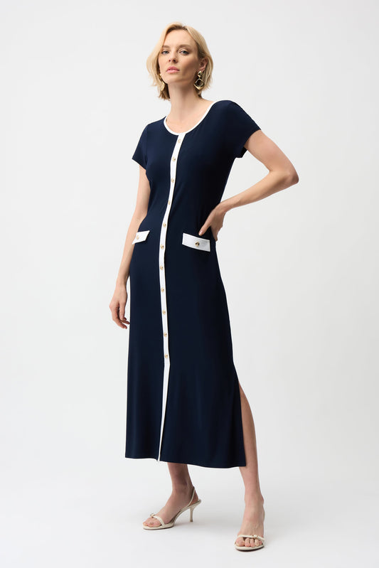 Silky Knit Color Block A-Line Midi Dress
261067