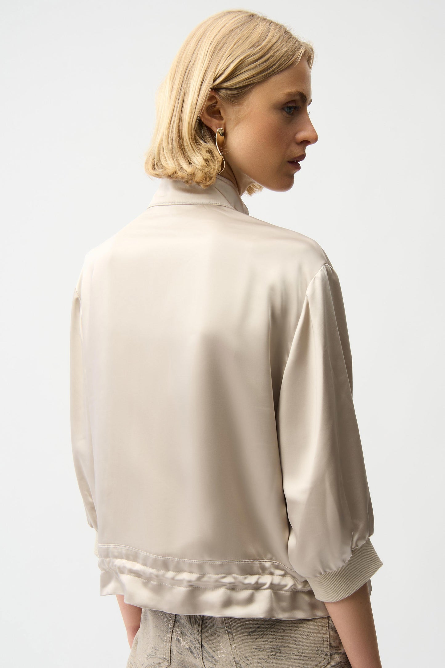 JOSEPH RIBKOFF Satin Boxy Blouson Jacket With Drawstring Hem 261913