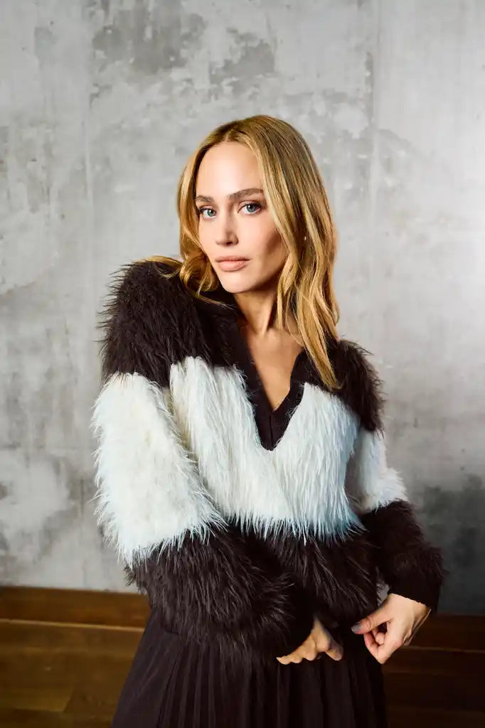 Tuzzi Colour Block Fluffy Knit Sweater