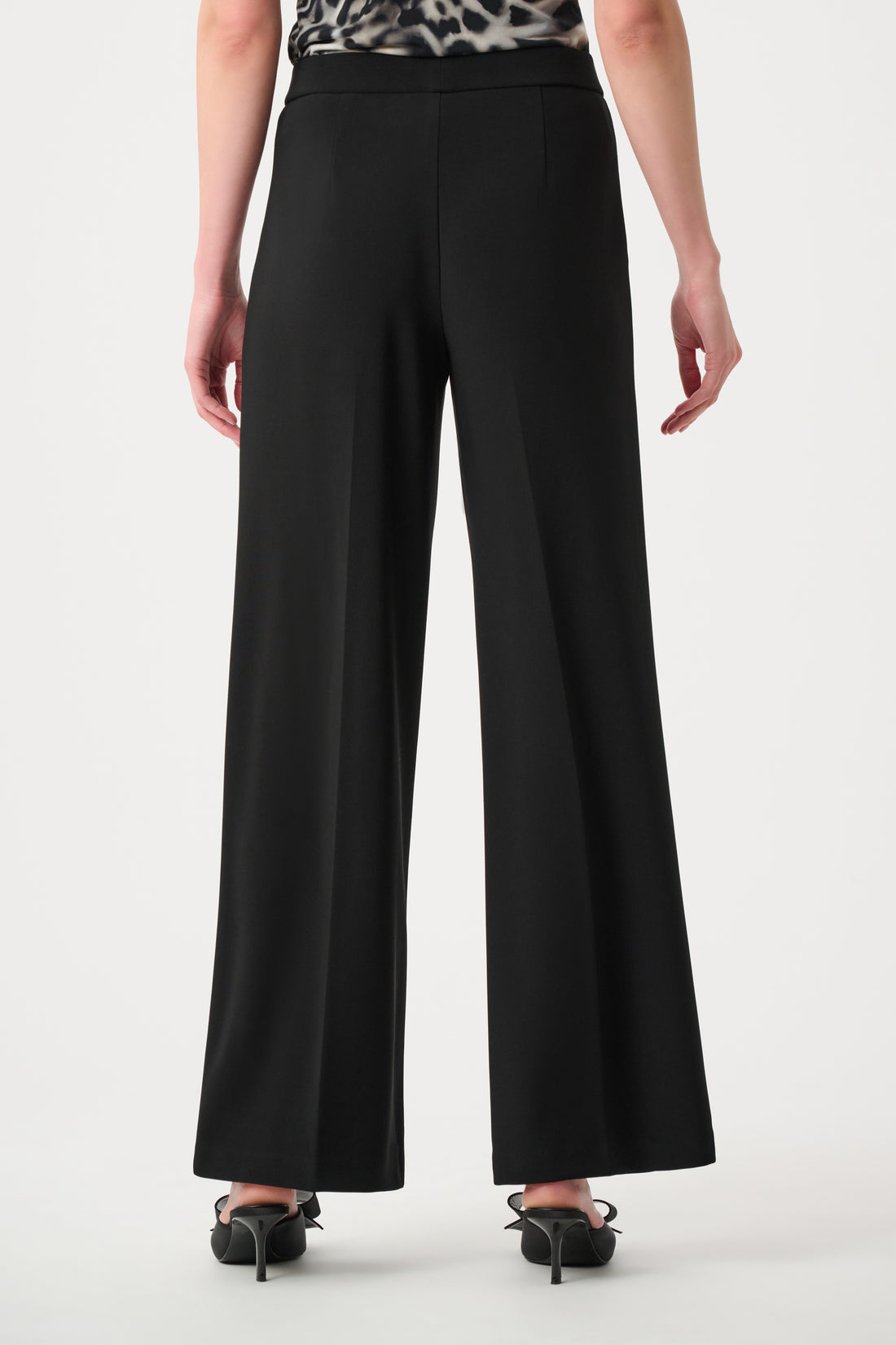 JOSEPH RIBKOFF 263716 Wide Leg Pull-On Trousers Black