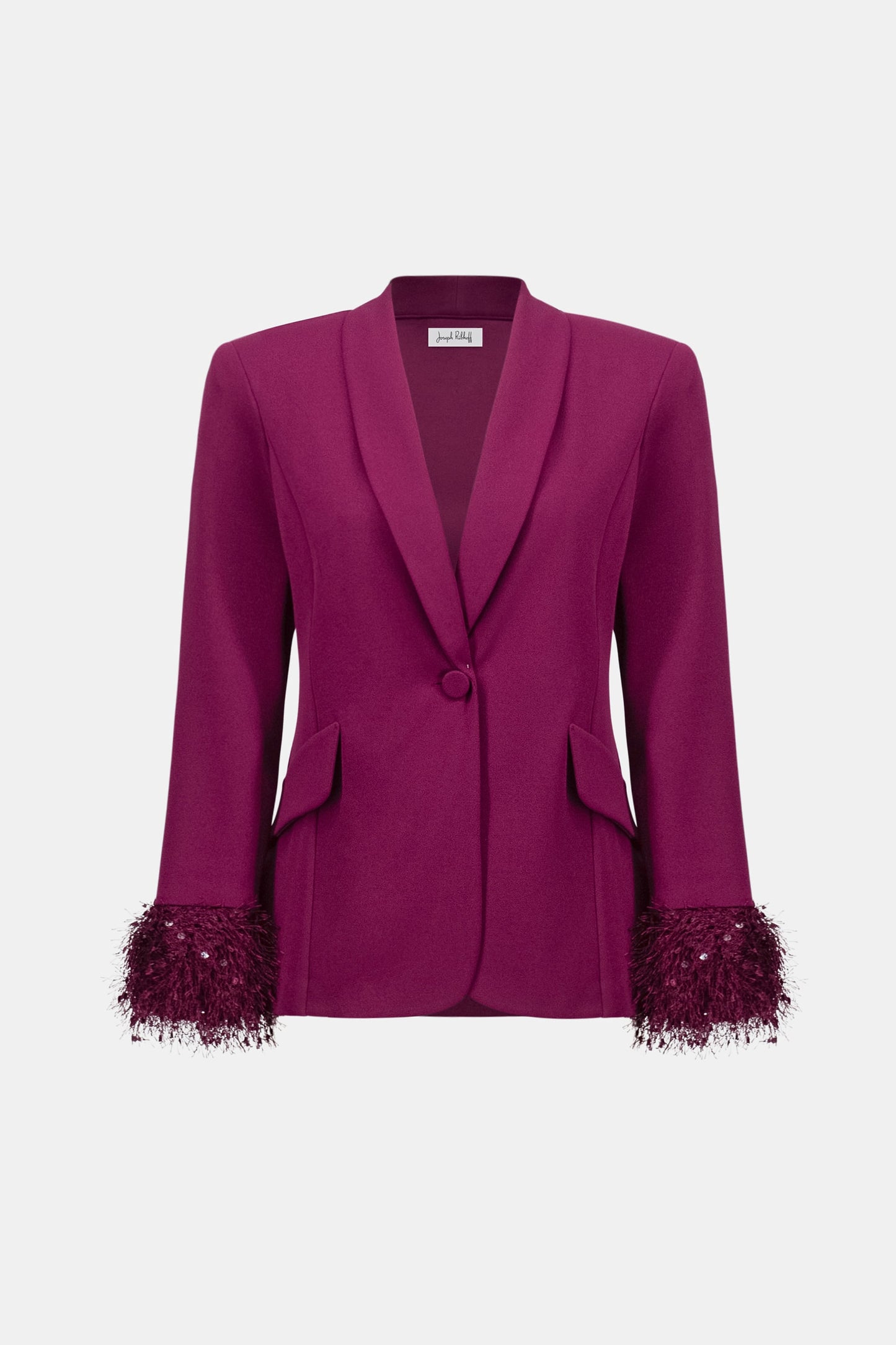 JOSEPH RIBKOFF Signature | Scuba Crepe Fitted Blazer With Fringe 263714