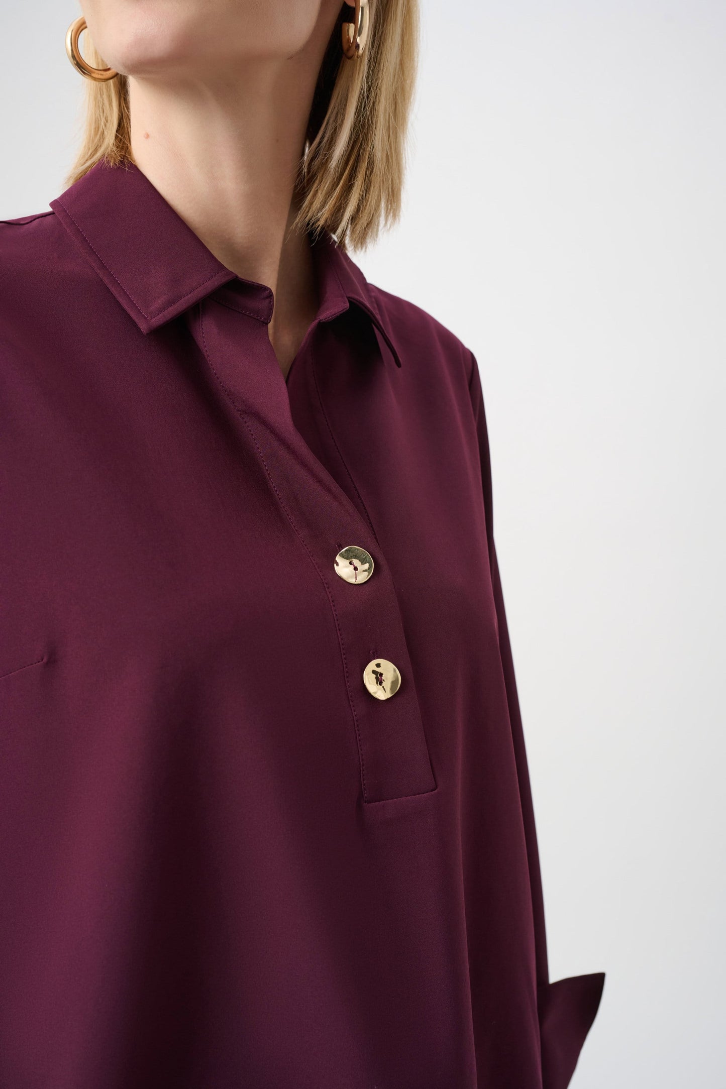 JOSEPH RIBKOFF 263928 Stretch Poplin Shirt-Collar Boxy Top