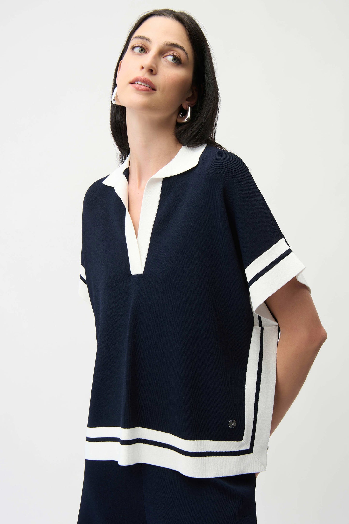 Viscose Blend Boxy Sweater With Stripe Detail
261941