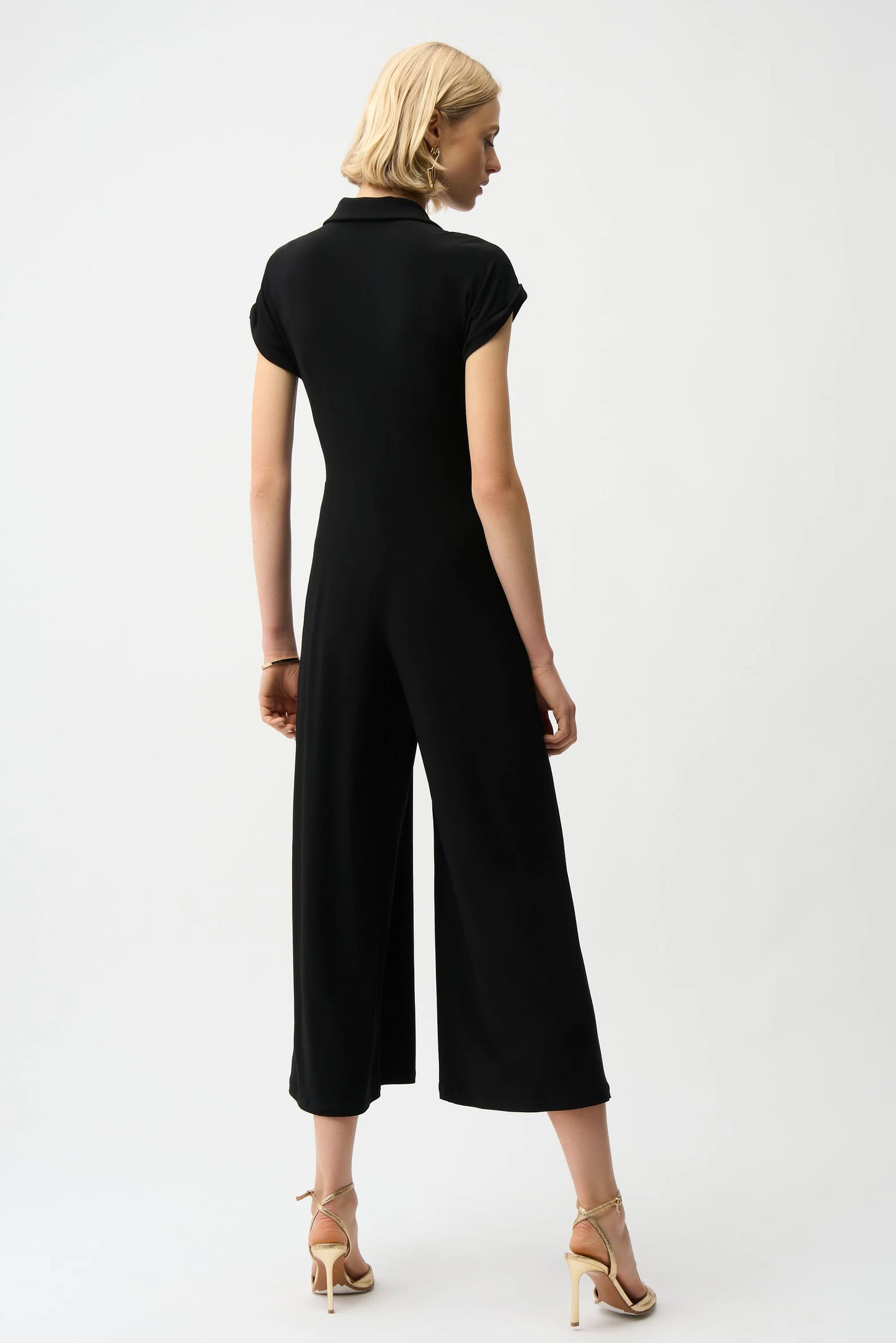 Silky Knit Culotte Jumpsuit With Gold Zipper
261255