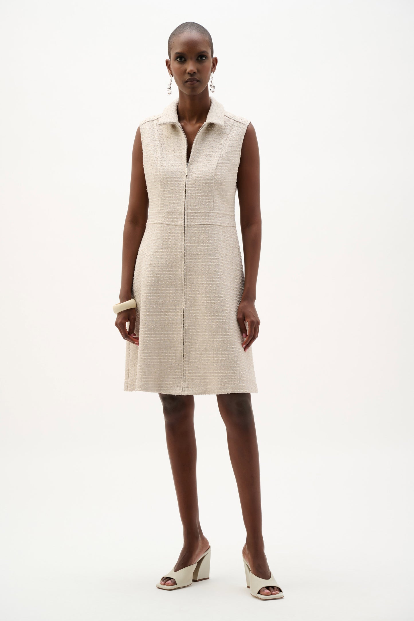 Bouclé A-Line Dress With Zipped Neckline
262221