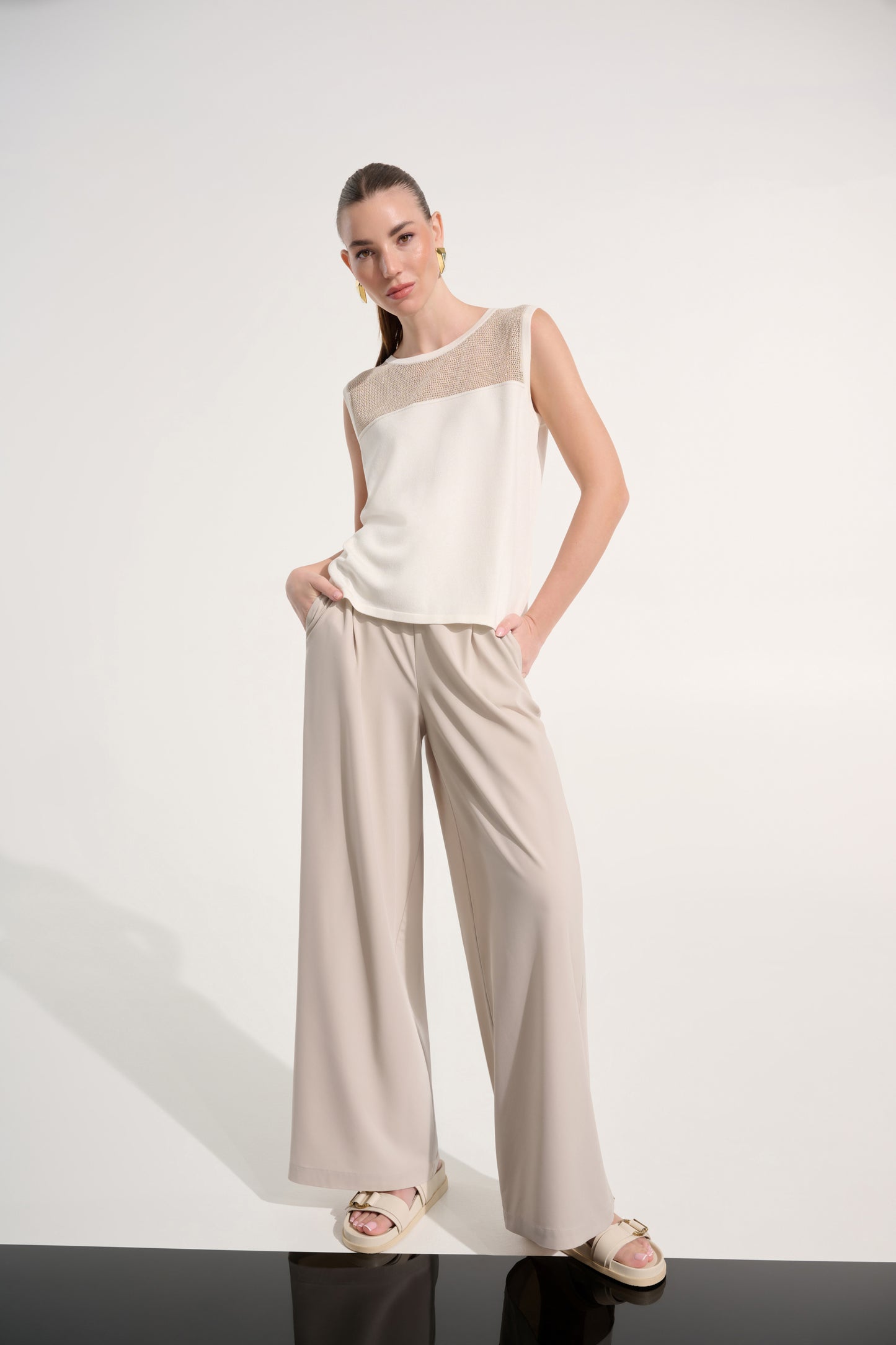 Soft Knit Straight Cami With Mesh Yoke
262612