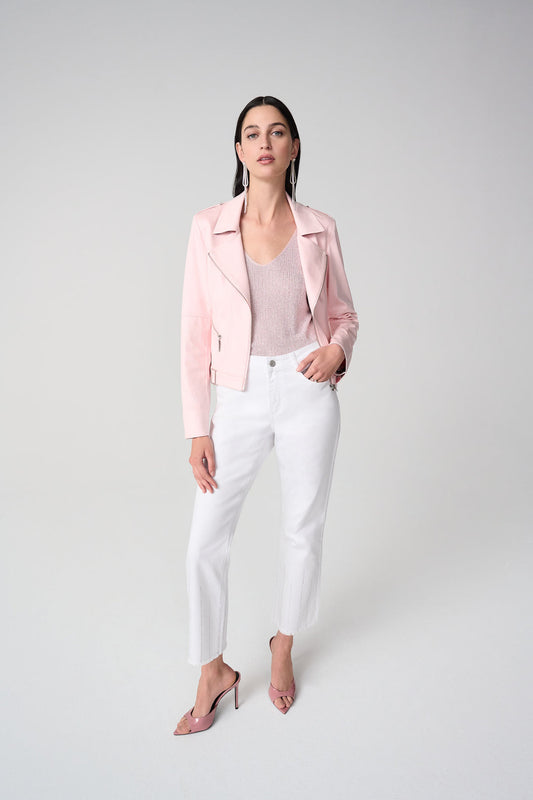 Joseph Ribkoff Pink Fitted Jacket with Decorative Buckles Style 261910