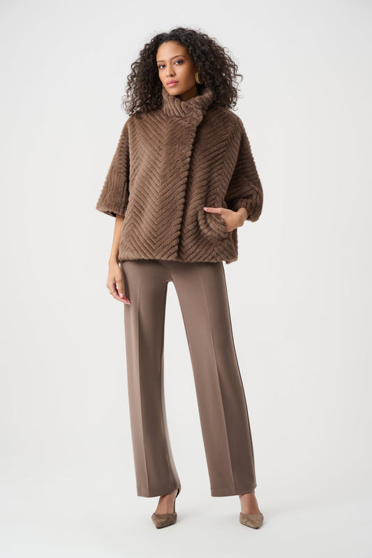 Chevron Faux Fur Cape-Style Jacket
263917