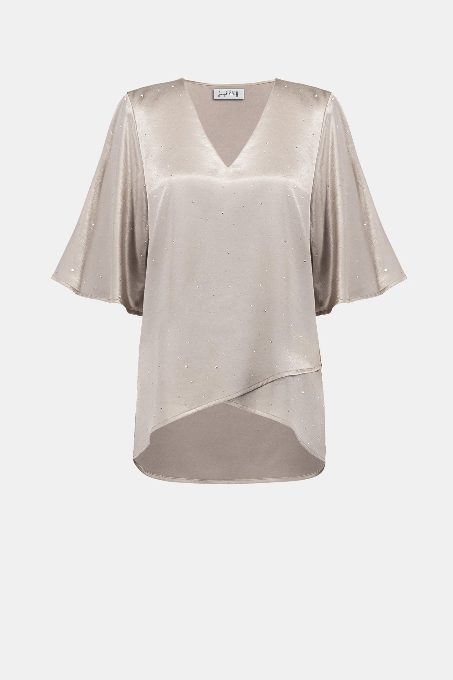 Signature | Satin joseph Ribkoff Rhinestone Boxy Tunic With Flutter Sleeves
262722