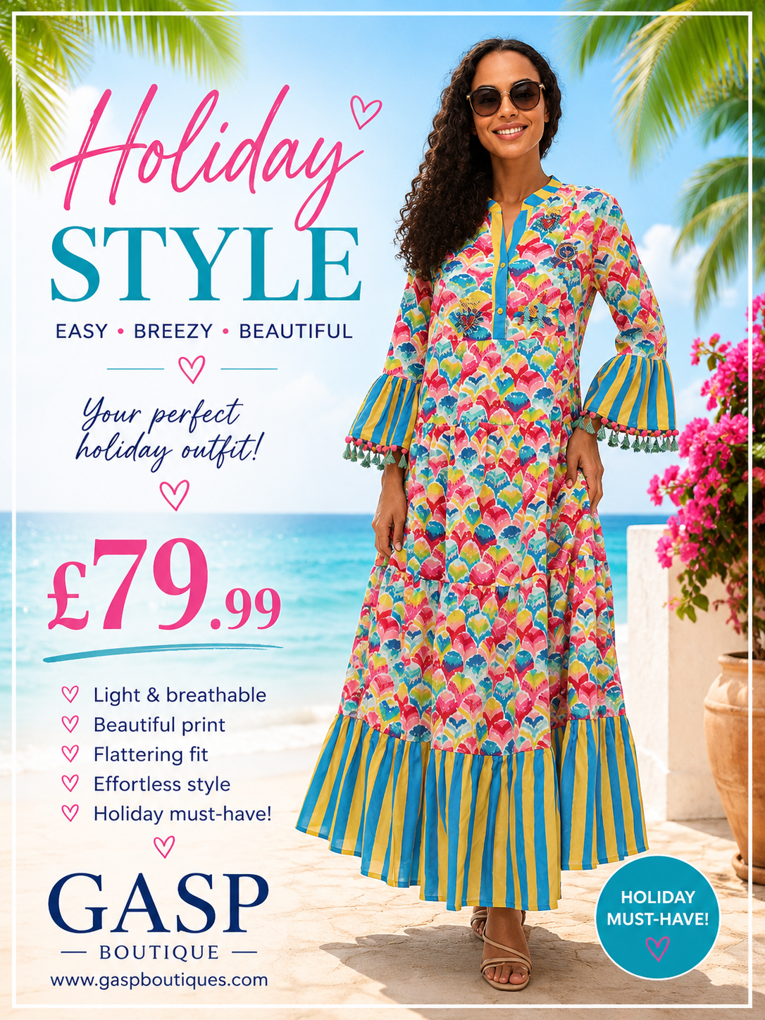 Ble 0044 multi colour holiday maxi dress